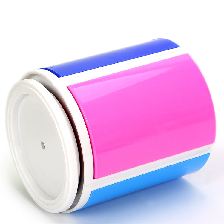 Rotating round pen holder in pink and blue with white base ring