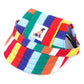 Colorful plaid adjustable baseball cap for pets with fabric logo patch