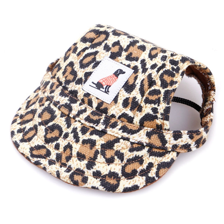 Leopard-print adjustable baseball cap for pets with fabric logo patch