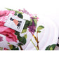 Adjustable pet baseball cap with pink floral fabric and front logo patch
