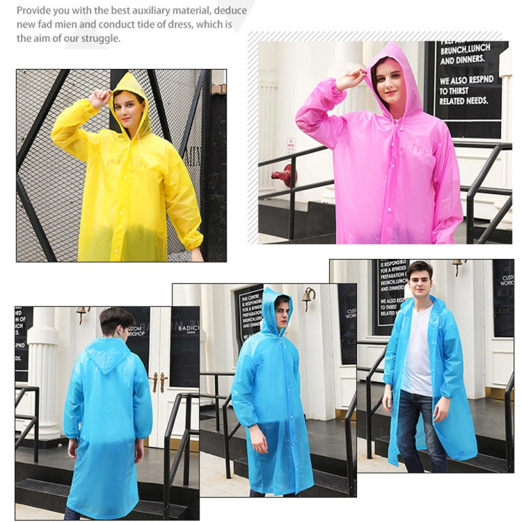 Pink hooded disposable raincoat with front button closure and full-length sleeves