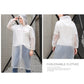 White hooded disposable raincoat with full sleeves and front opening