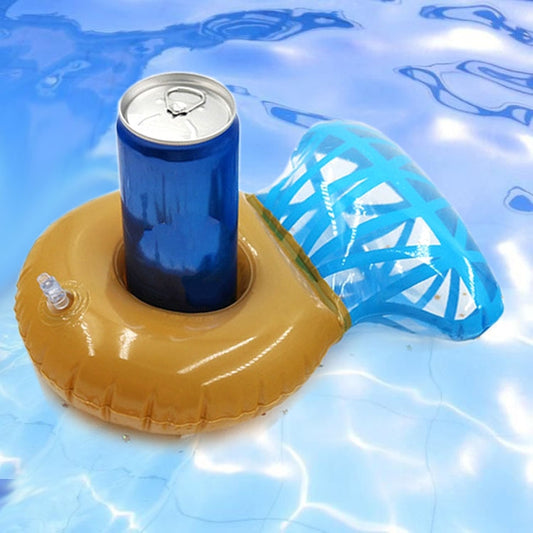 Diamond ring inflatable cup holder with blue ring topper and can insert, yellow base
