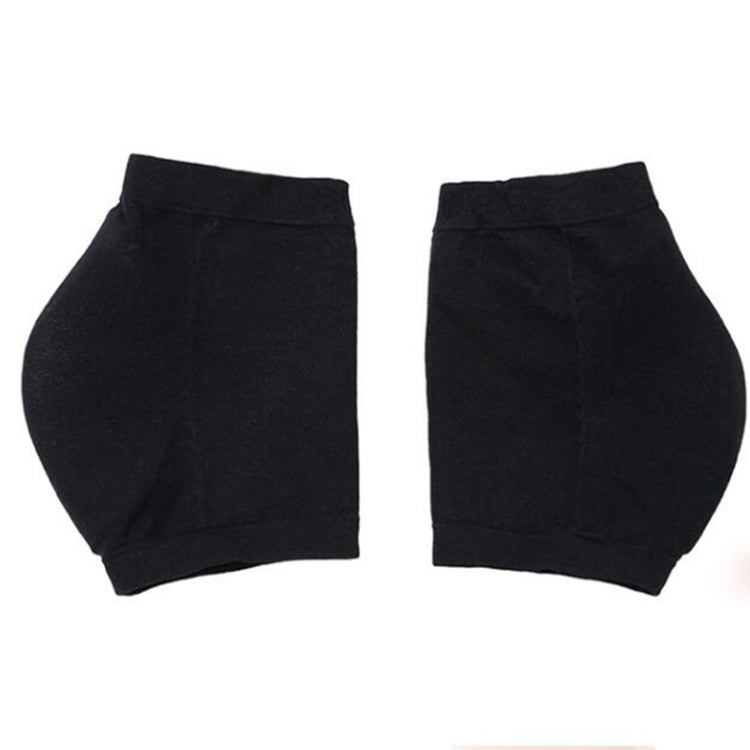 Black heel socks with elastic cuff, pair laid flat