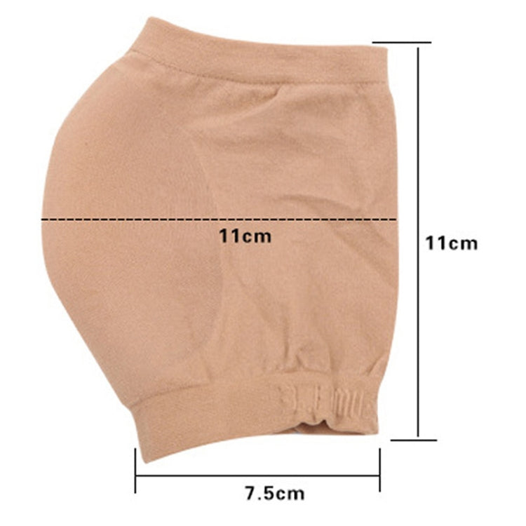 Beige heel socks, size diagram with 11 cm and 7.5 cm measurements
