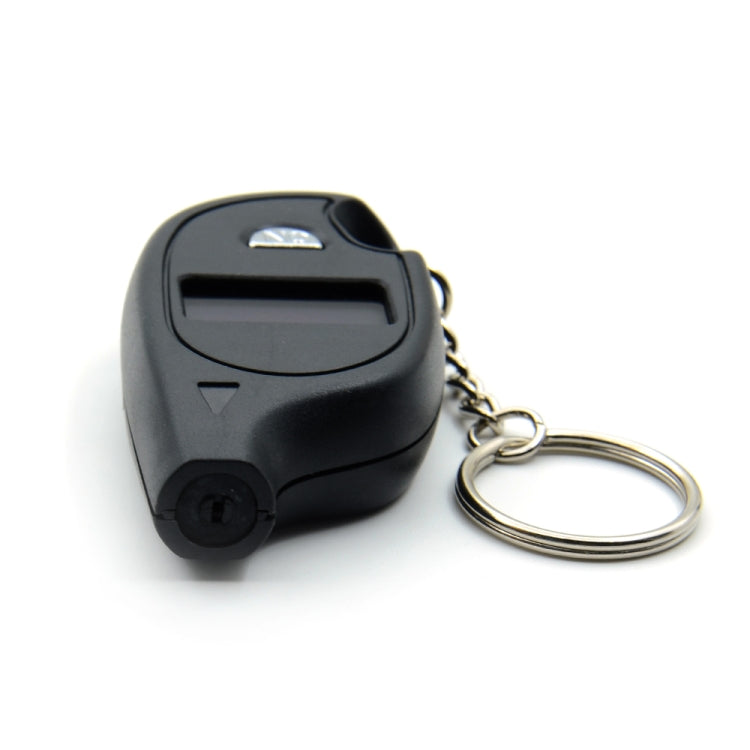 Digital tire air pressure gauge tester key fob with top buttons, black
