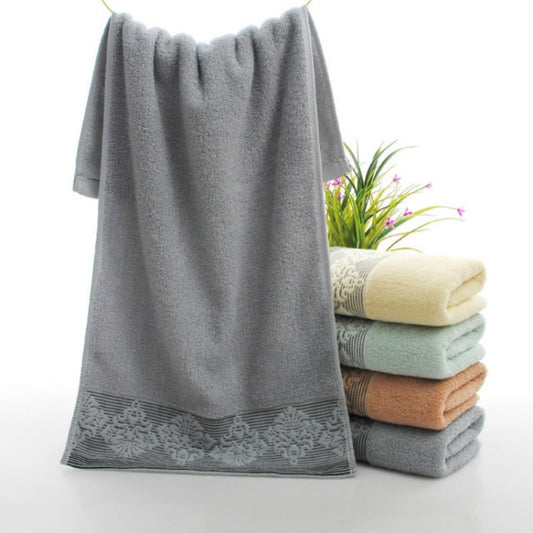 Thick gray face towel with lace border, soft terry cloth, 35x75cm