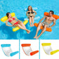 Blue, orange, and yellow float hammock set with mesh net backrest