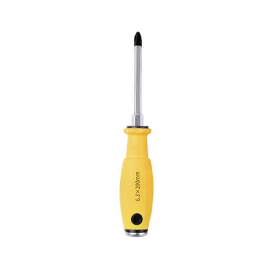 Short yellow-handled percussion Phillips screwdriver with chrome shaft