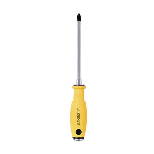 Long yellow-handled percussion Phillips screwdriver with chrome shaft