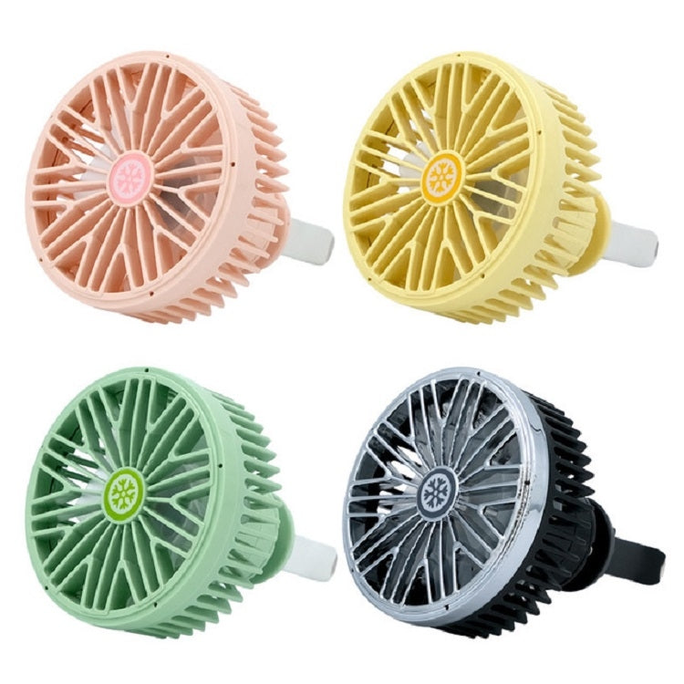Assorted color mini car vent fans, pink, yellow, green, and black round grilles