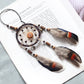 Single-ring dream catcher with detailed web, beaded beads, and three multicolor feathers