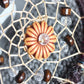 Dream catcher net with round flower charm and crystal beads