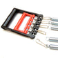 Chest expander handle with red insert, black base, and silver spring tension rods