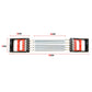 Chest expander length diagram with red end grips and silver tension springs