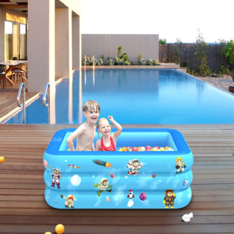 Blue inflatable baby square swimming pool with space astronaut character pattern