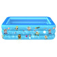 Blue inflatable baby square swimming pool with space characters and planet graphics