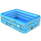 Inflatable baby square swimming pool with raised rim and space-themed print