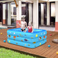 Blue inflatable baby square swimming pool with space astronaut print, kids splashing