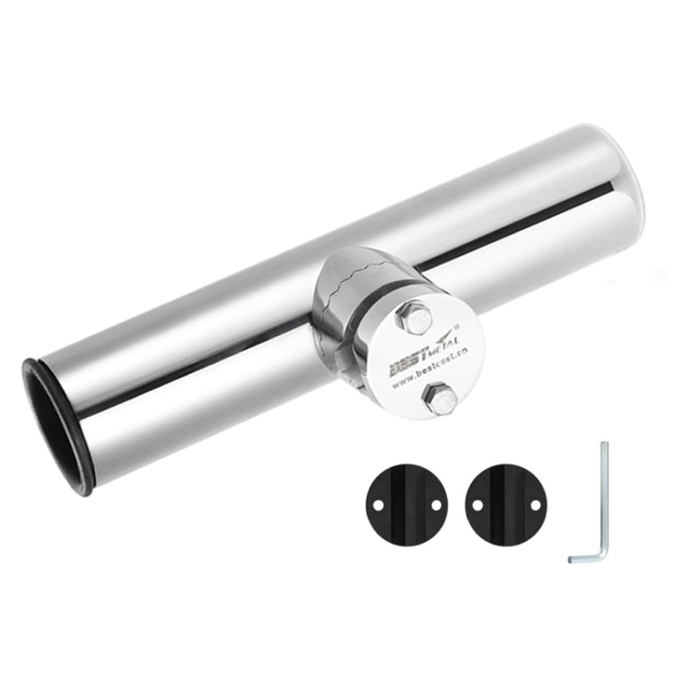 316 stainless steel fishing rod seat bracket with clamp and black rubber inserts
