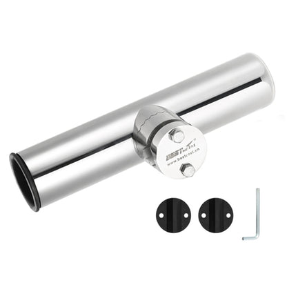 316 stainless steel fishing rod seat bracket with clamp and black rubber inserts