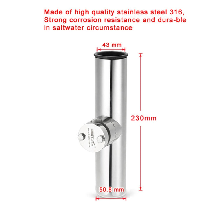 316 stainless steel fishing rod seat bracket with adjustable clamp and black rubber top ring