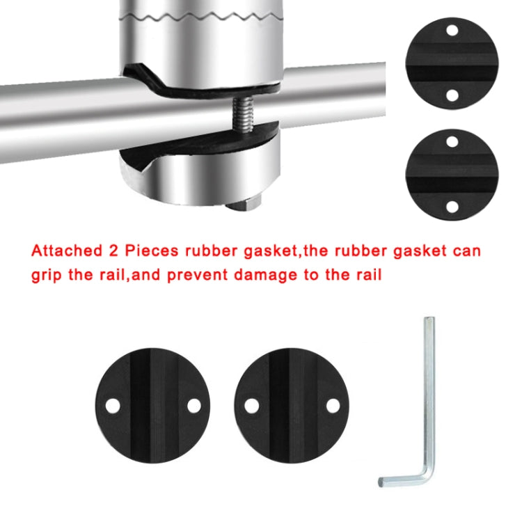 316 stainless steel fishing rod seat bracket with two black rail rubber gaskets and hex key