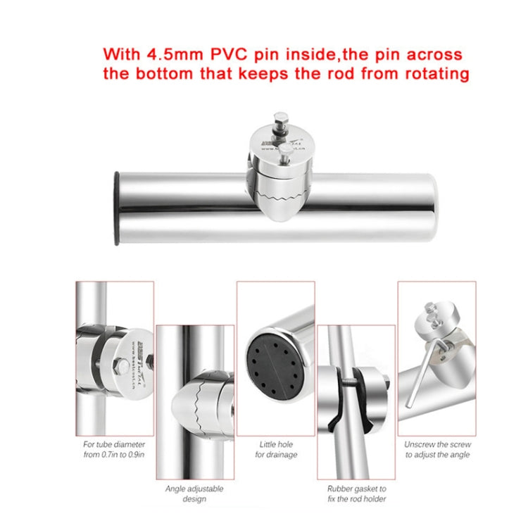 316 stainless steel fishing rod seat bracket with PVC pin and adjustable rail clamp