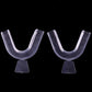Two clear thermoforming mouthguard trays with adjustable bite pads