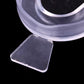 Close-up clear dental mouthguard tray with dark bite pad insert