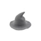 Light grey wool wizard hat with wide brim and tall pointed crown