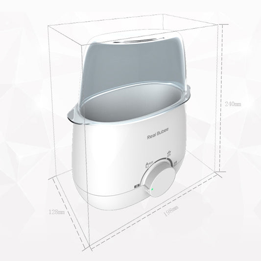 Electric milk bottle warmer with clear lid cover and dial knob, white