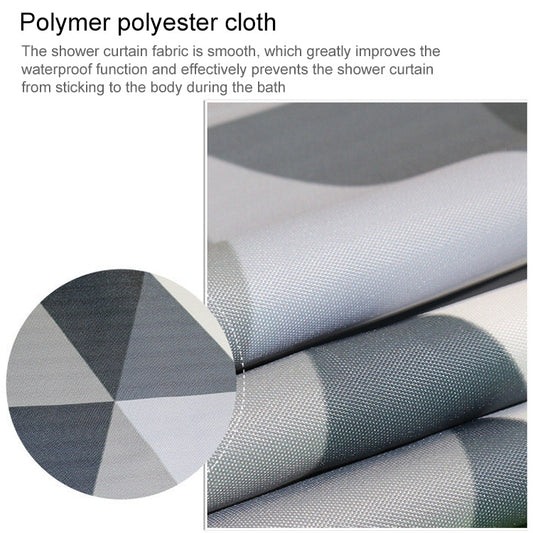 Waterproof polyester shower curtain fabric, smooth textured weave, gray and white