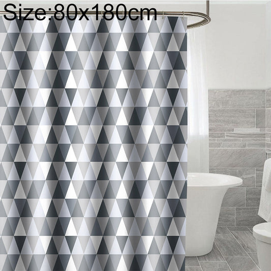 Waterproof polyester shower curtain, 80x180cm, gray-and-white geometric triangle pattern