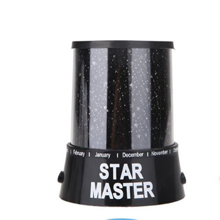 Black USB star projection lamp with “STAR MASTER” label and cylindrical body