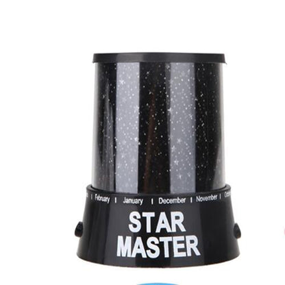 Black USB star projection lamp with “STAR MASTER” label and cylindrical body