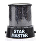Black USB star projection lamp showing star icons through the lens housing