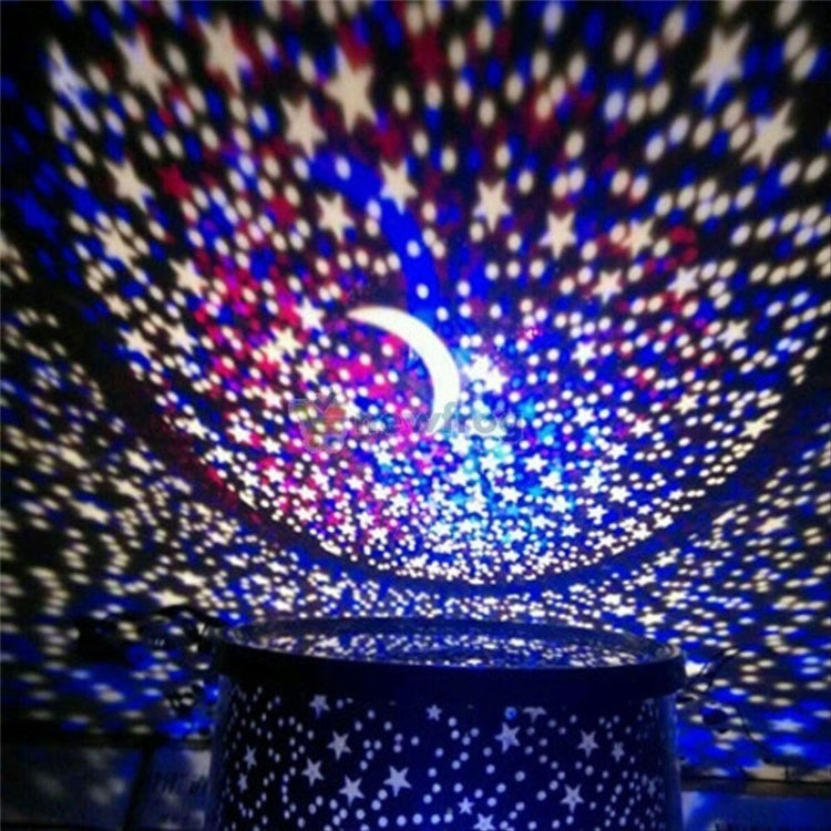 Blue and multicolor star projection pattern from a USB projector lamp