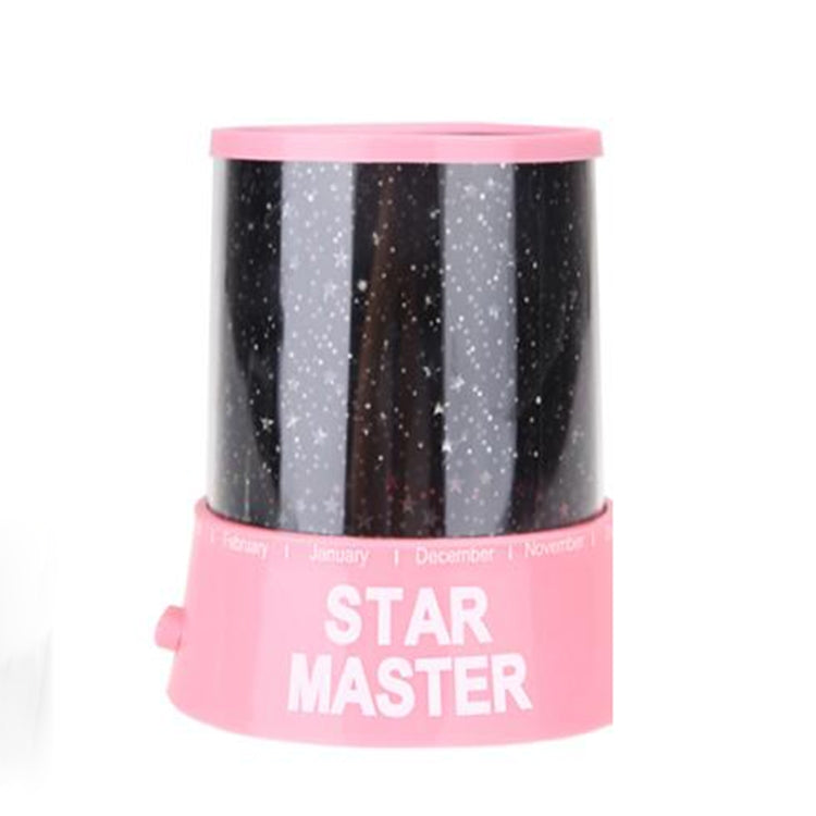 Pink USB star projection lamp with “STAR MASTER” label and cylindrical body