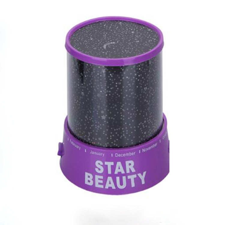 USB star projection night light with purple base and circular top