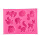 Animal-shape silicone mold sheet with embossed mixed animal figures, including cat and fox