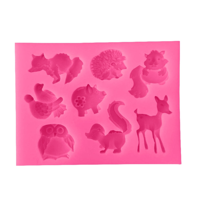 Animal-shape silicone mold sheet with embossed mixed animal figures, including cat and fox