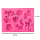 Silicone animal mold sheet with size markings and embossed animal shapes