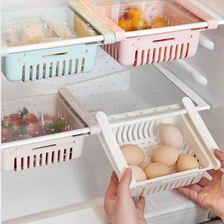 White refrigerator drawer shelves with vented baskets and removable handles