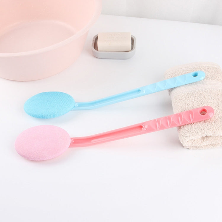 Two removable back brushes: blue and pink with round scrubbing heads and handles