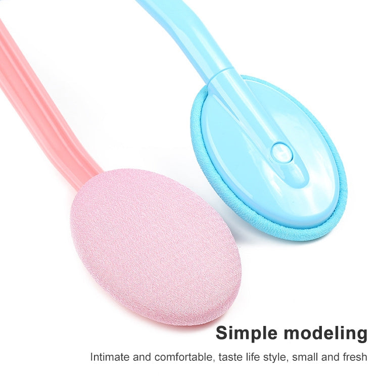 Blue and pink back brush heads with textured scrubbing pads on flexible handles