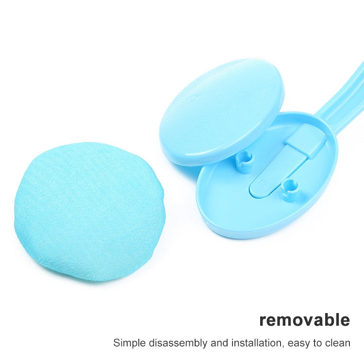 Blue single-sided back brush with two-part round scrubbing head for cleaning
