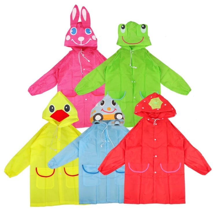 Assorted animal-hood waterproof kids rain coats with hood drawstrings and front snaps