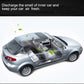 White solar car air purifier box placed in the car, with solar panel and fan grilles