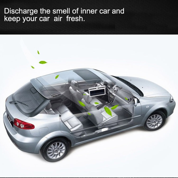 White solar car air purifier box placed in the car, with solar panel and fan grilles